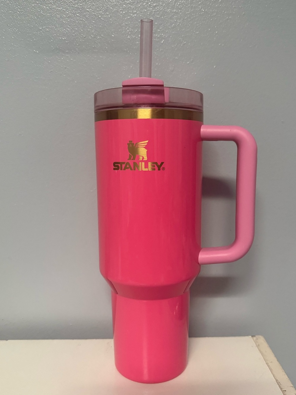 Stanley Hot Pink Insulated Travel Tumbler with Handle and Straw - Picture 1 of 6